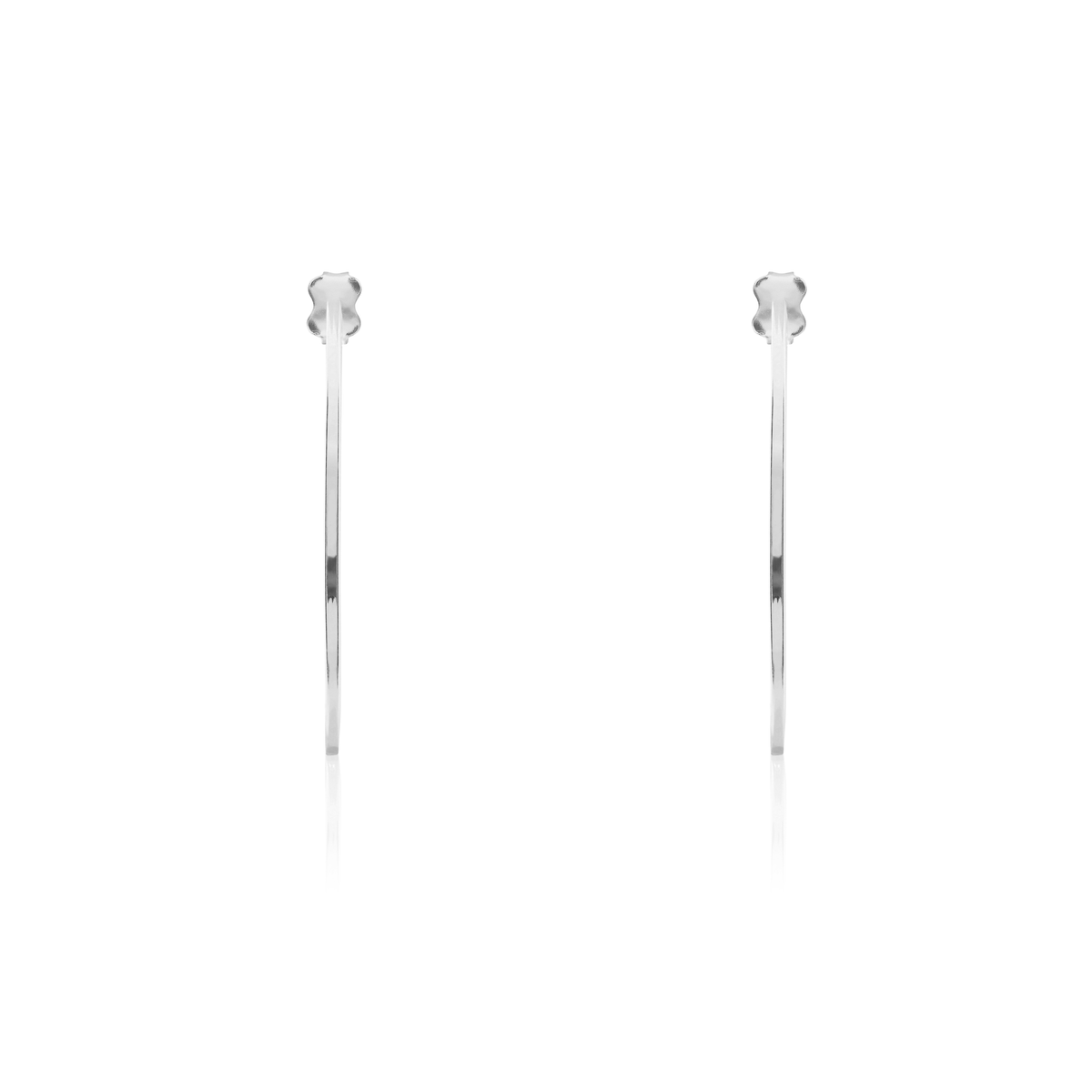 9ct White Gold Square Tube Hoop Earrings with Peg and Scroll Fittings — 32mm