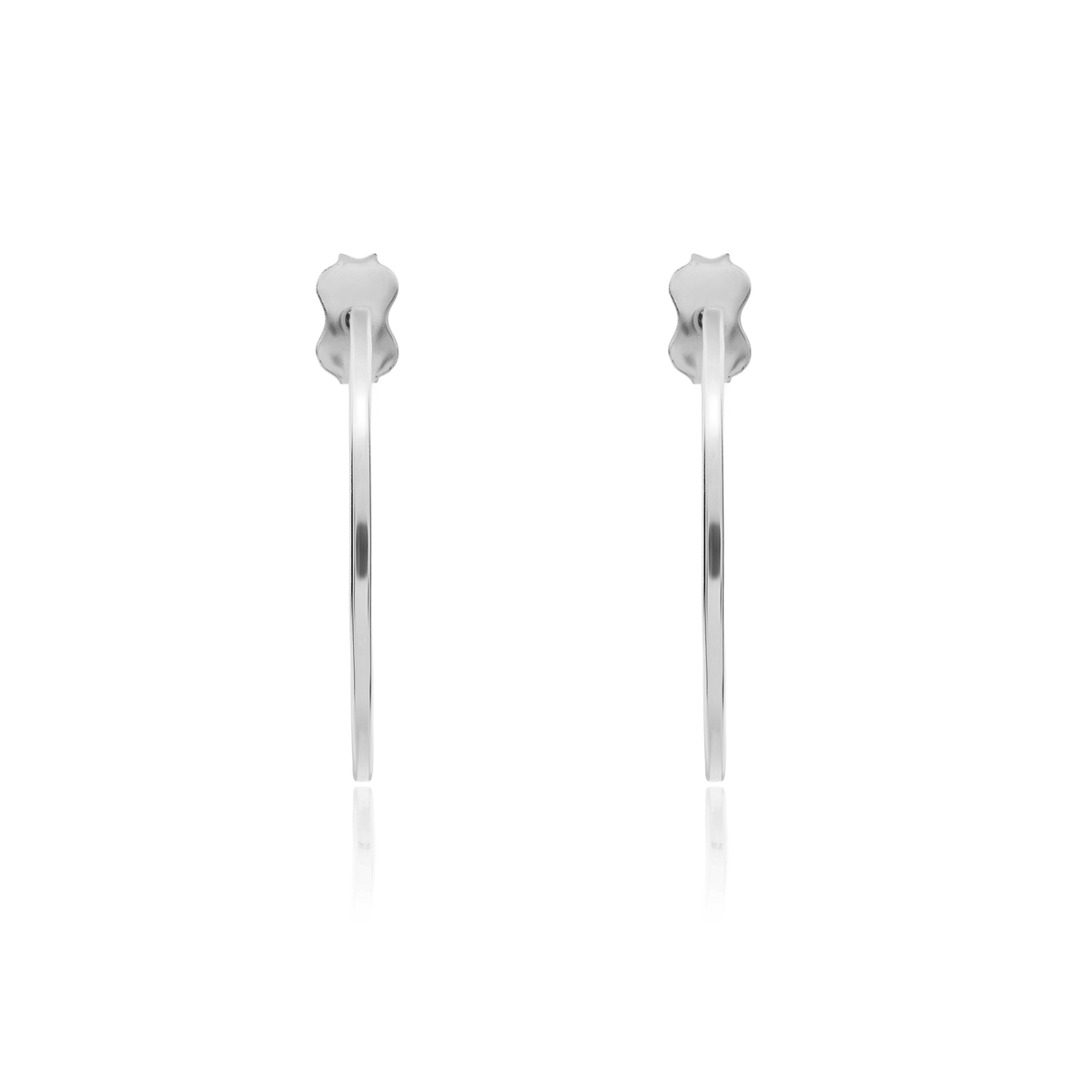 9ct White Gold Thin Square Tube Hoop Earrings with Peg and Scroll Fittings — 22mm