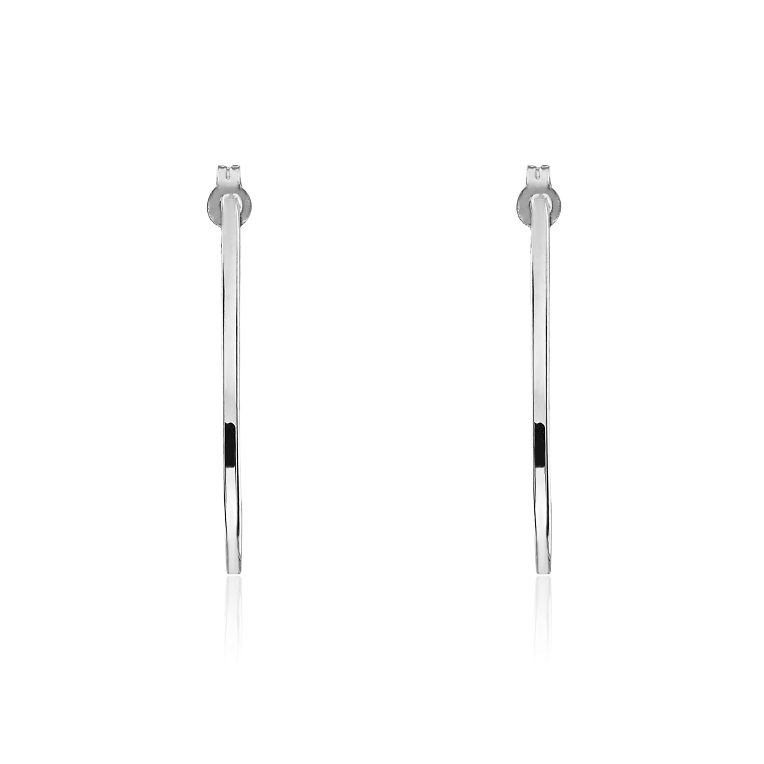 9ct White Gold Triangle Peg and Scroll Hoop Earrings