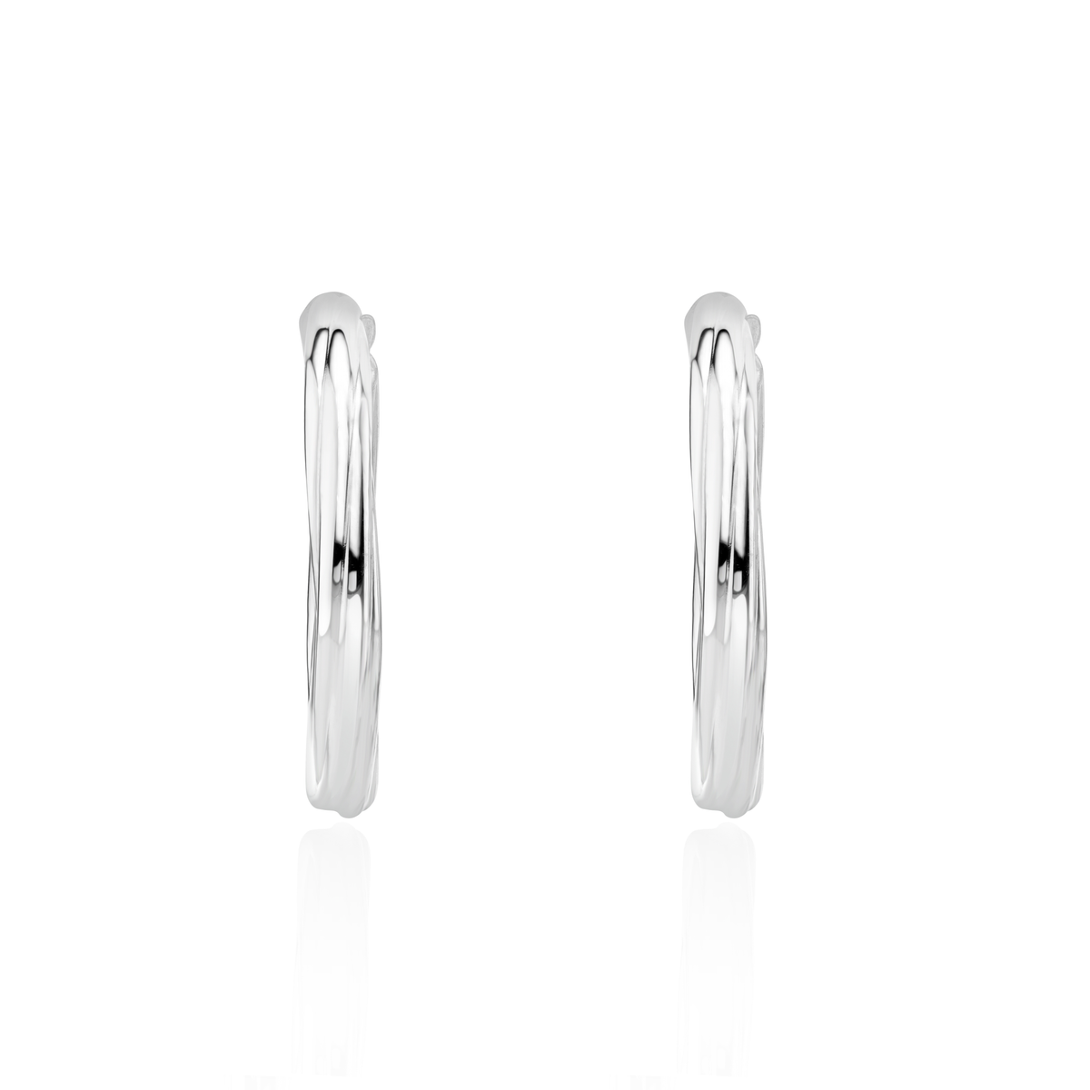 9ct White Gold Twist Hoop Earrings — 26mm