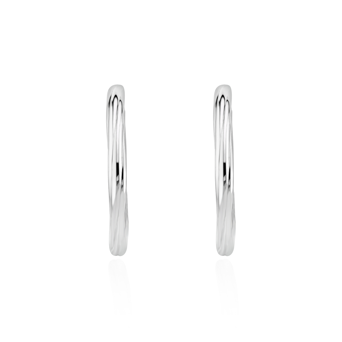 9CT White Gold Twist Hoop Earrings — 31mm