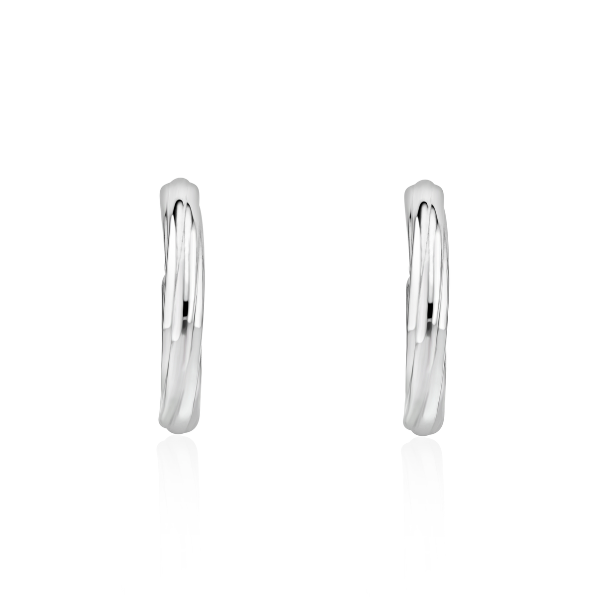 9ct White Gold Twist Hoop Earrings — 21mm