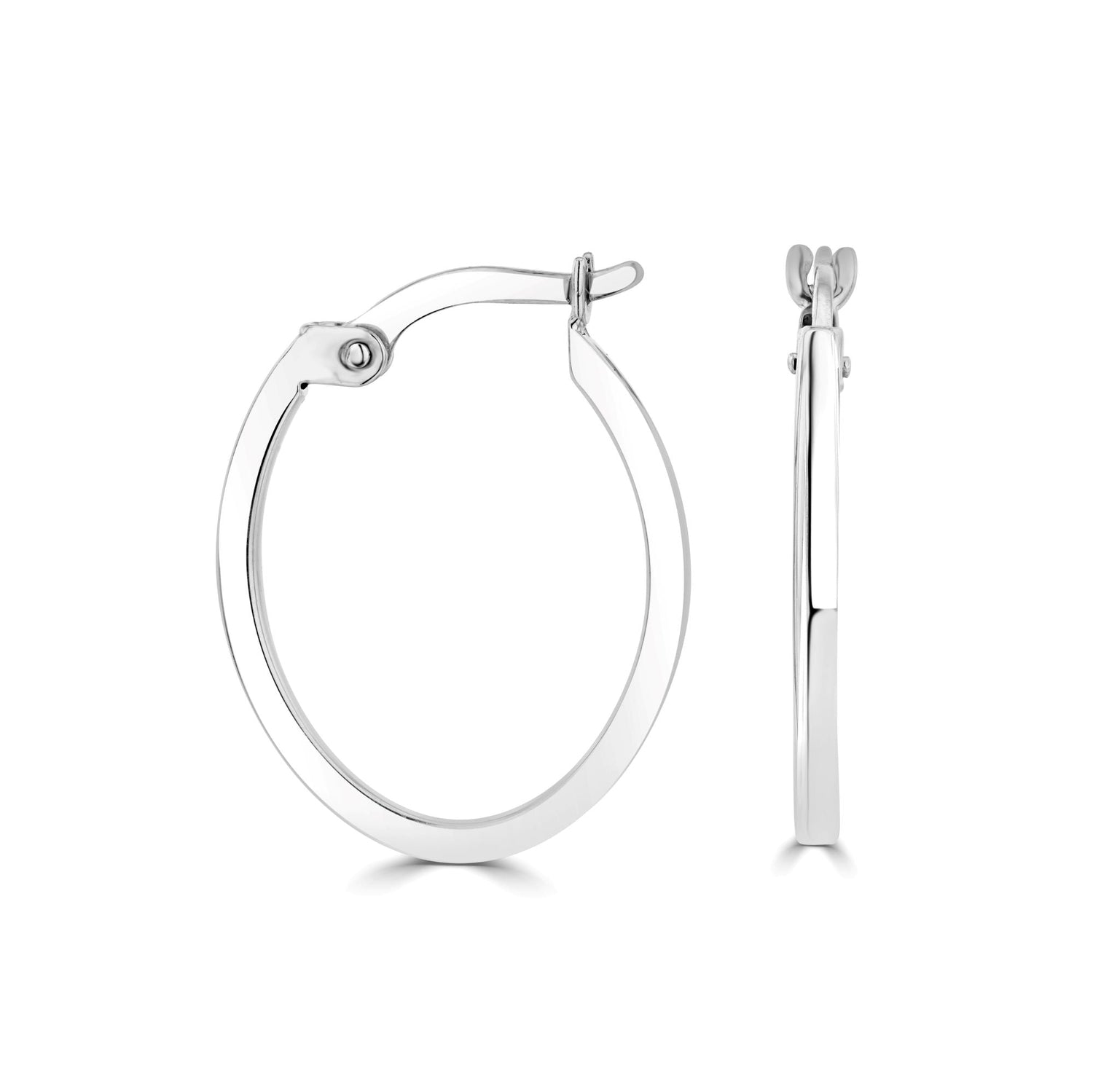 9ct White Gold Classic Hoop Earrings – 17mm