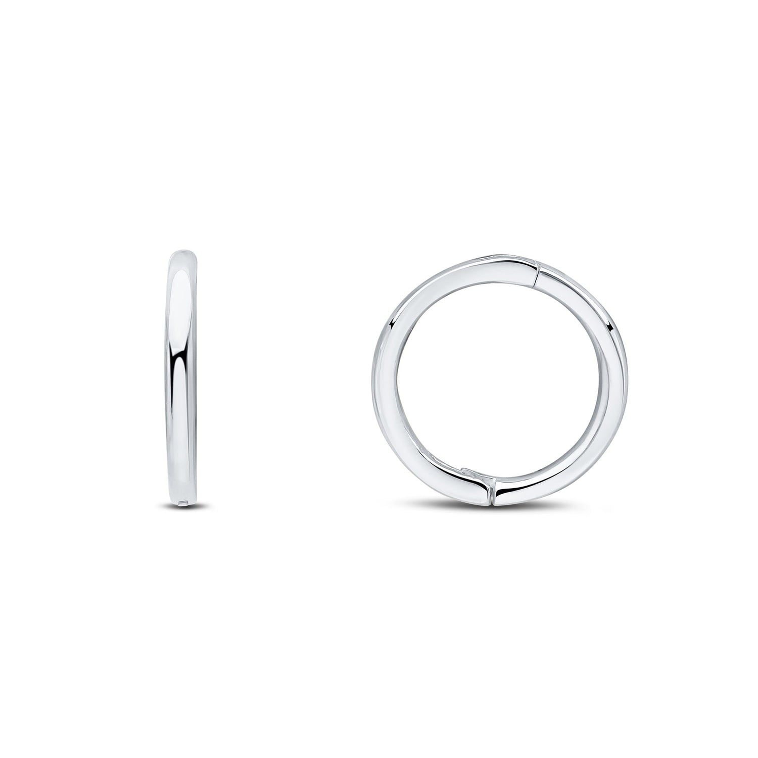 9CT White Gold Hinged Sleeper Hoop Earrings — 10mm