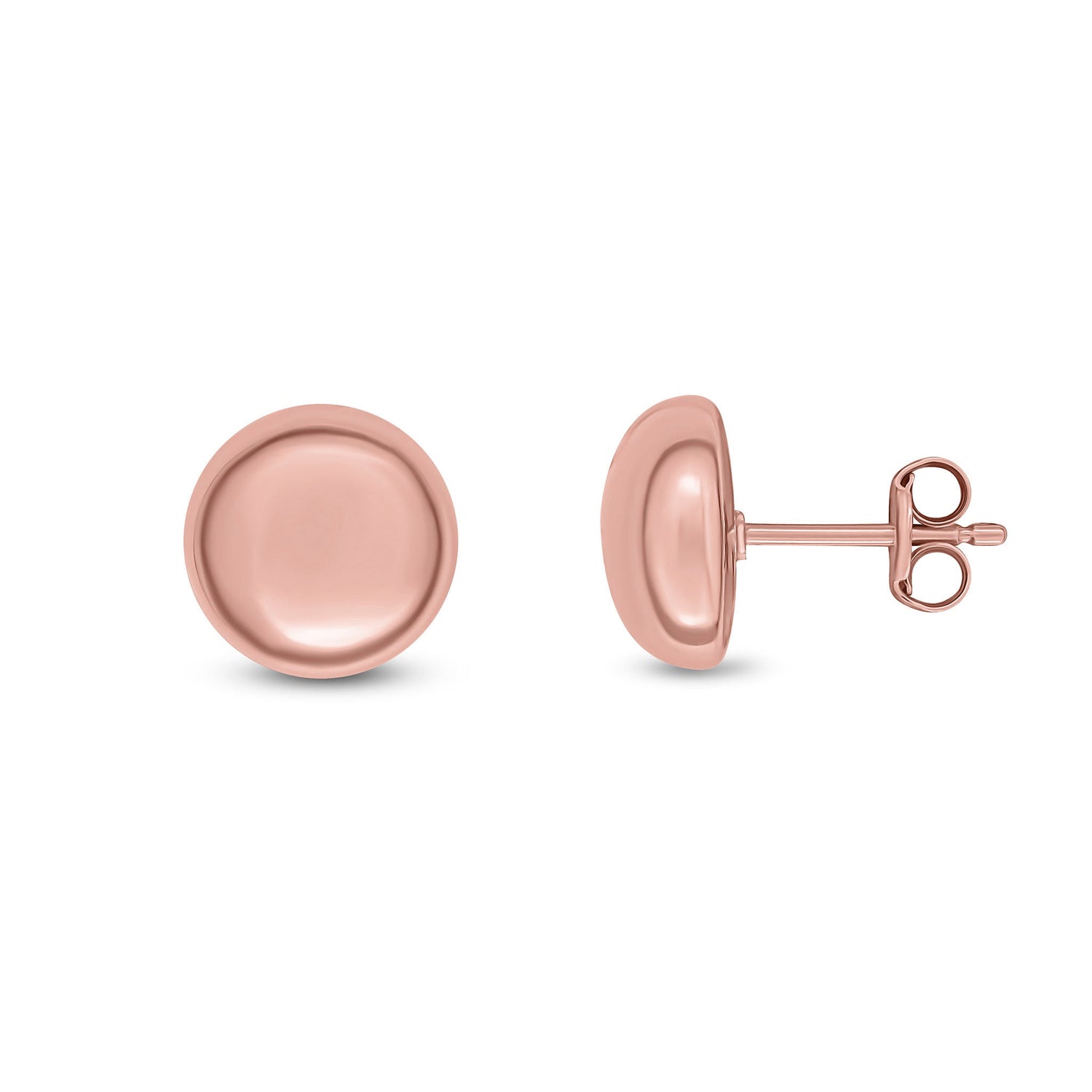 9ct Rose Gold Polished Domed Stud Earrings — 10mm
