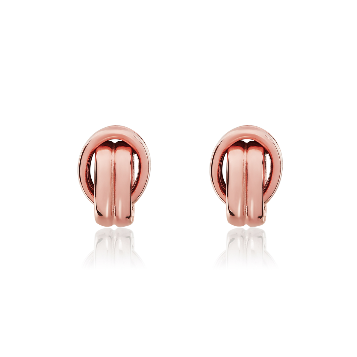 9ct Rose Gold Polished Interlocking Circle Stud Earrings
