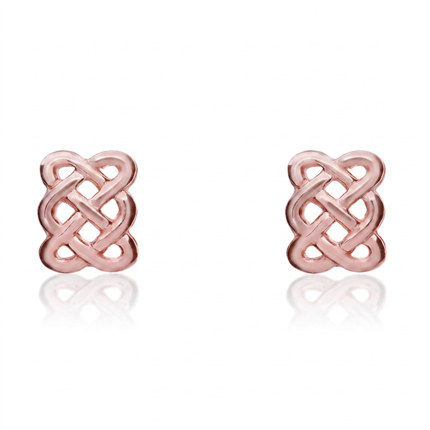 9ct Rose Gold Oblong Celtic Style Stud Earrings
