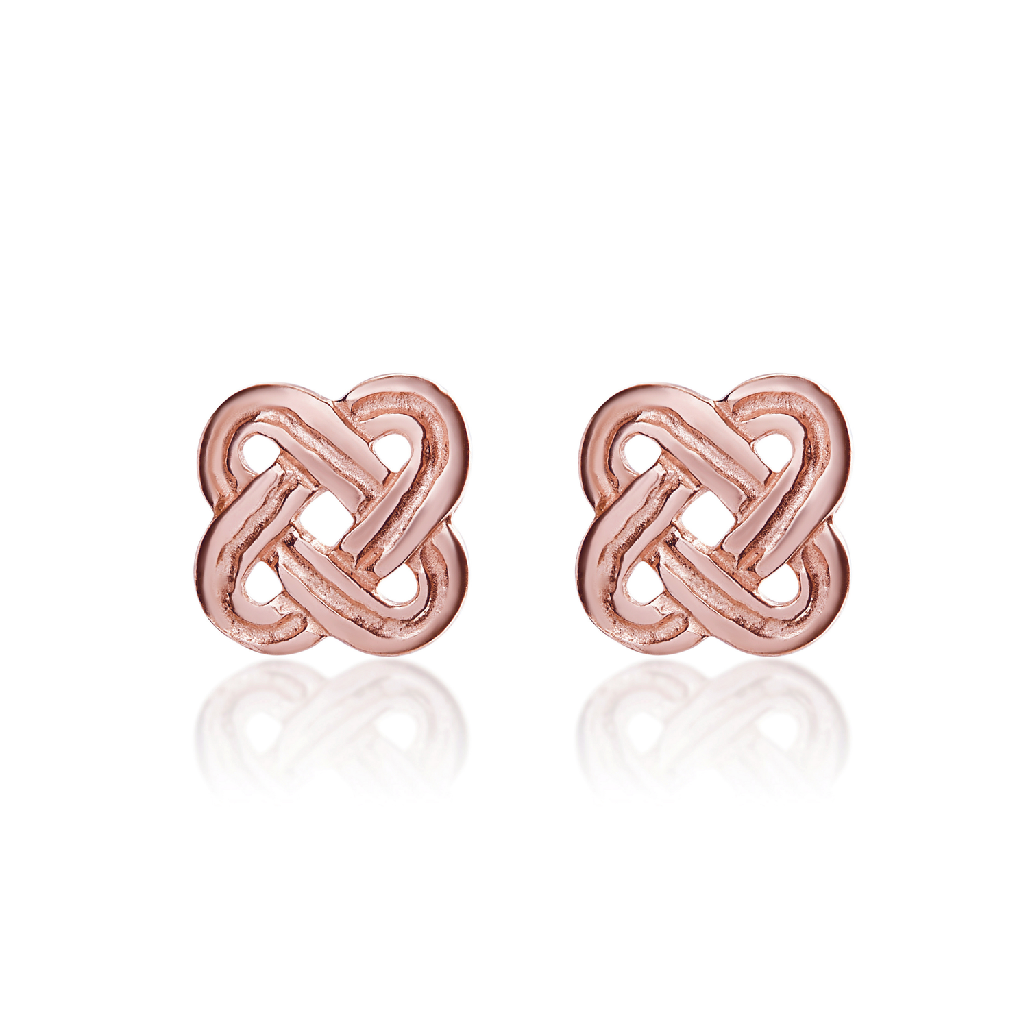 9ct Rose Gold Cushion-Shape Celtic Design Stud Earrings