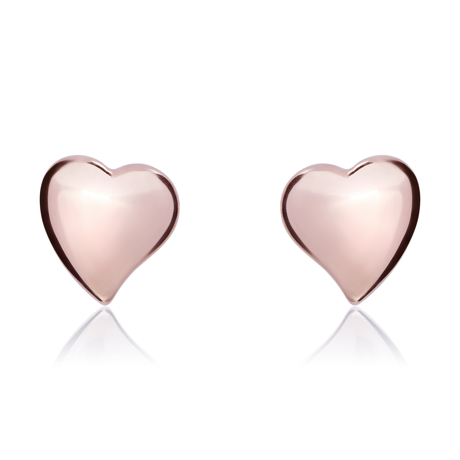 9ct Rose Gold Polished Heart Stud Earrings