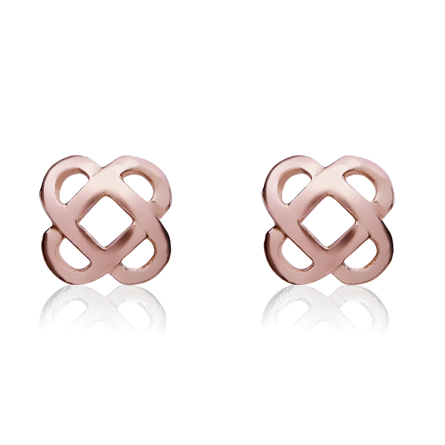 9ct Rose Gold Cushion Shape Openwork Stud Earrings