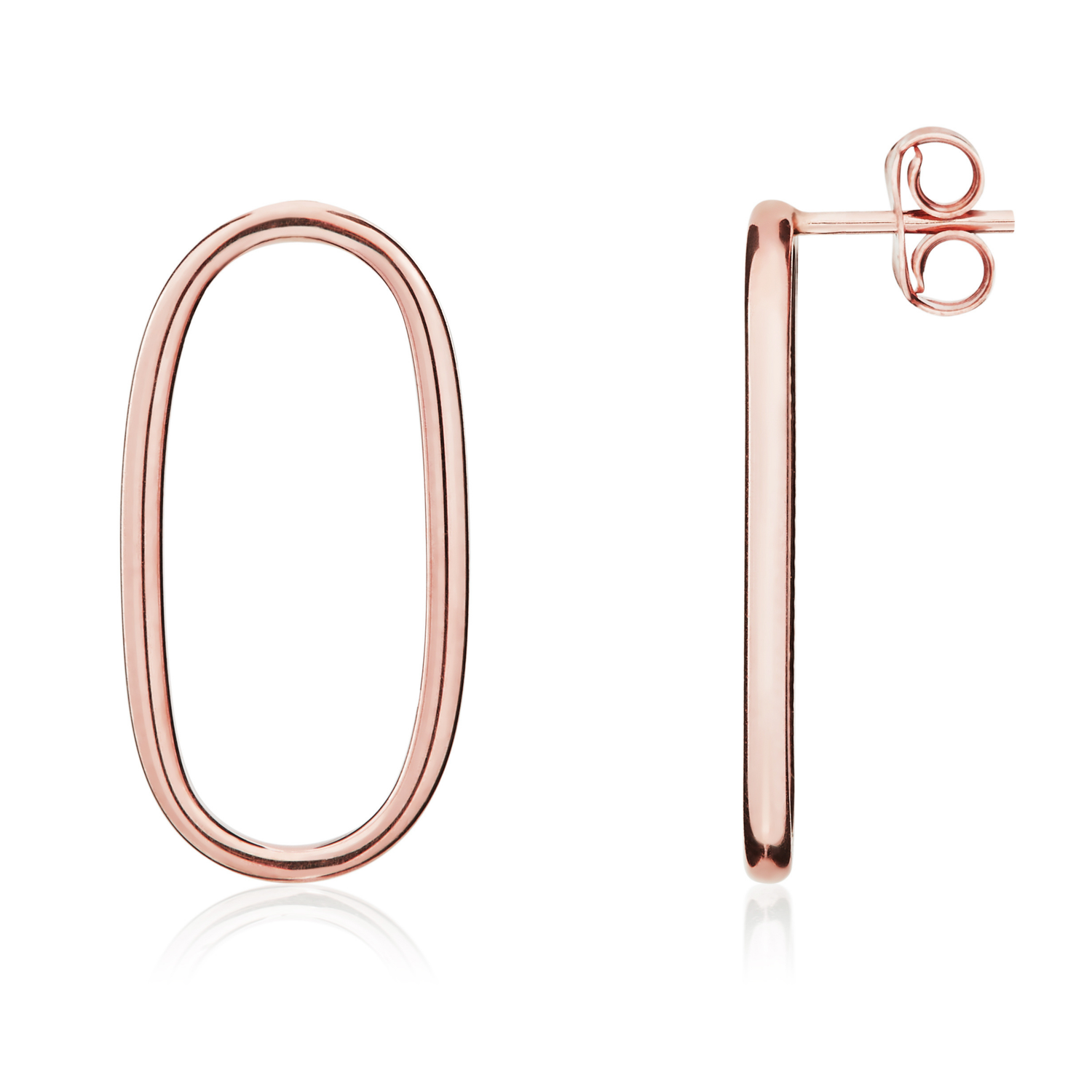 9ct Rose Gold Open Oval Stud Earrings