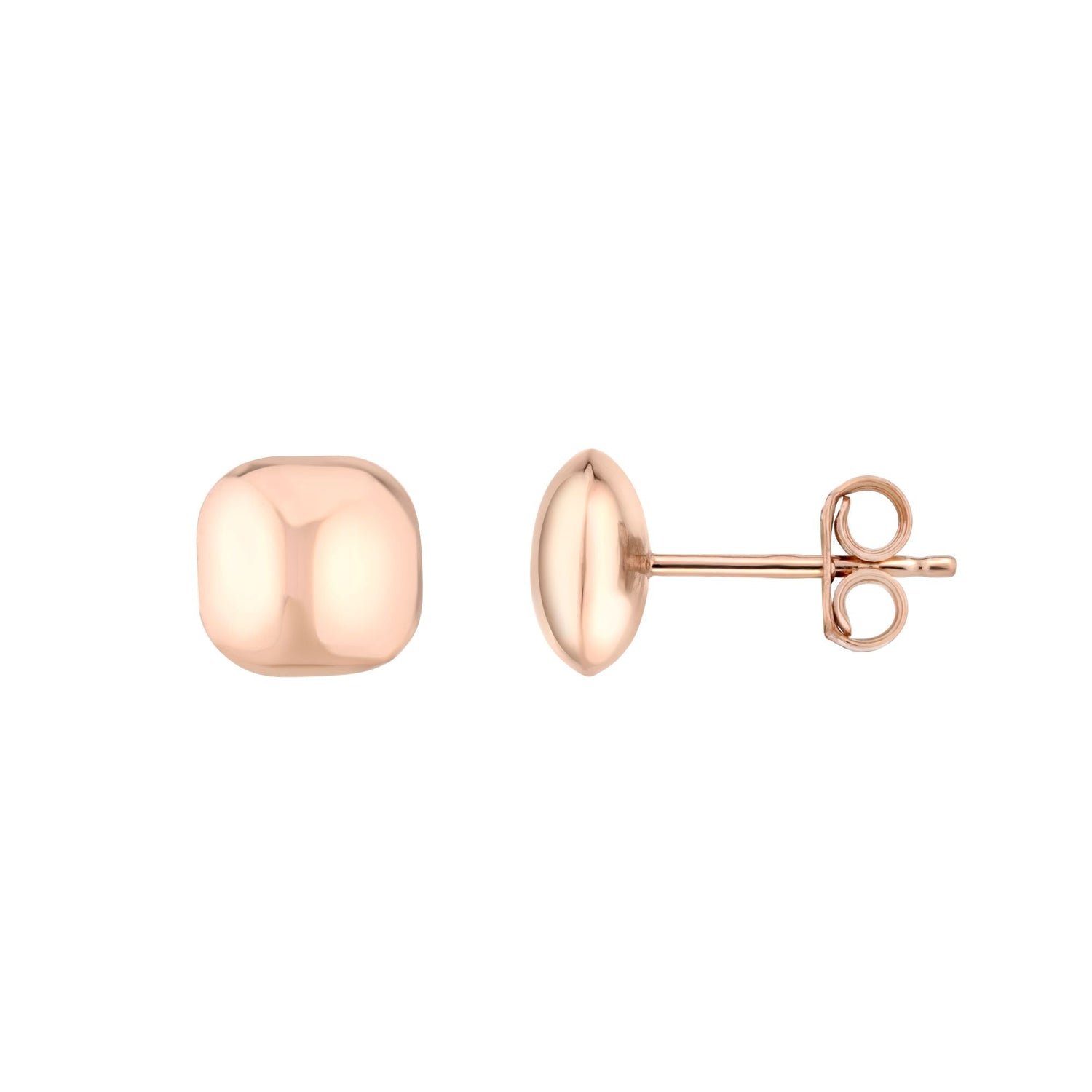 9ct Rose Gold Polished Cushion Stud Earrings — 8mm