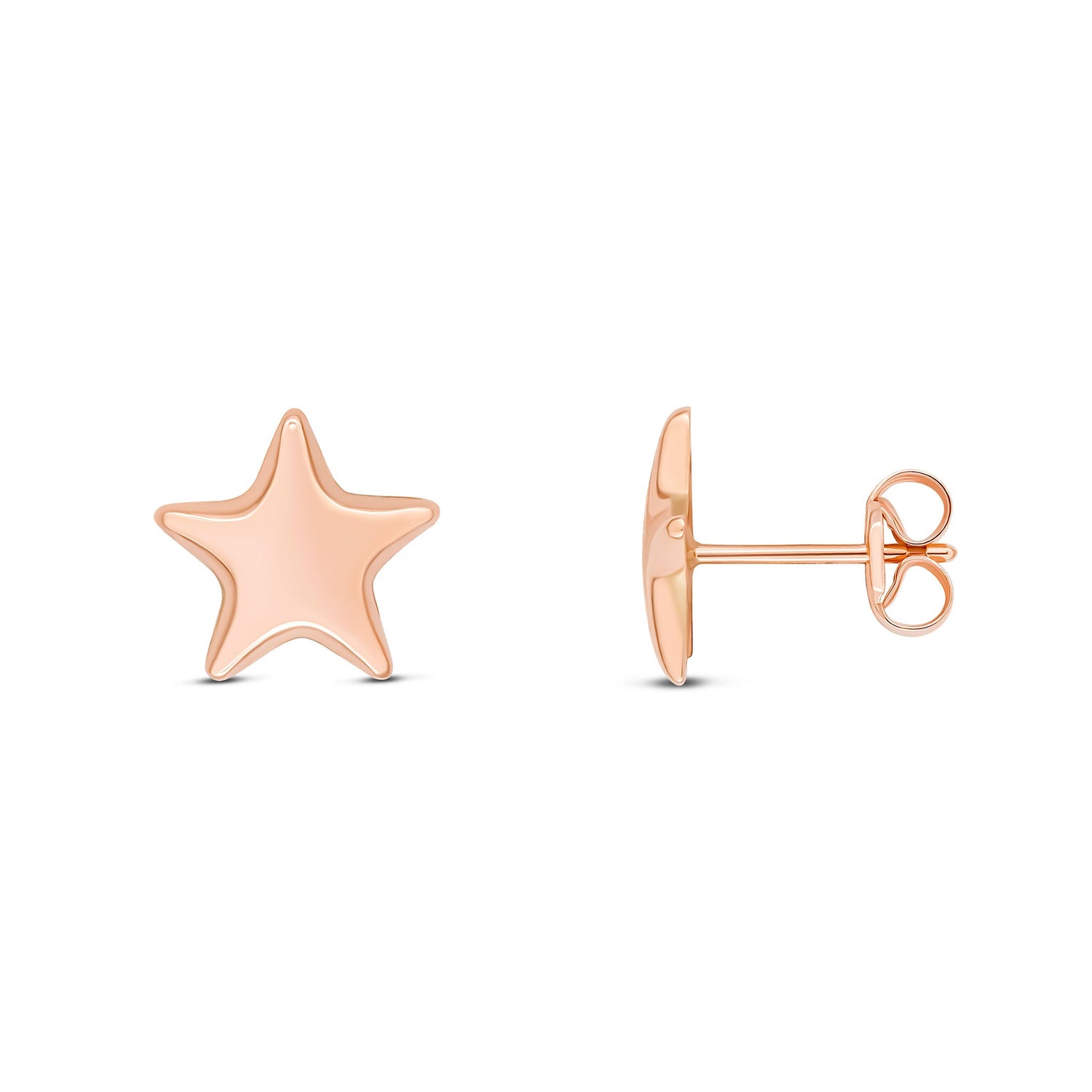 9ct Rose Gold Polished Star Stud Earrings — 9mm