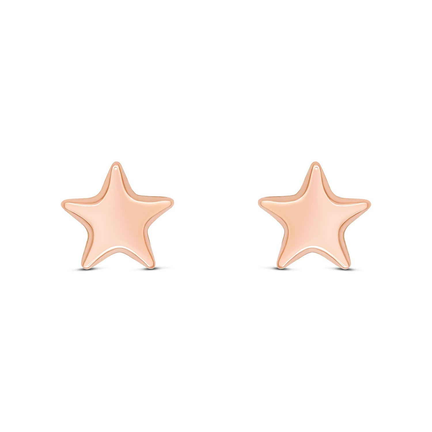 9ct Rose Gold Polished Star Stud Earrings — 9mm