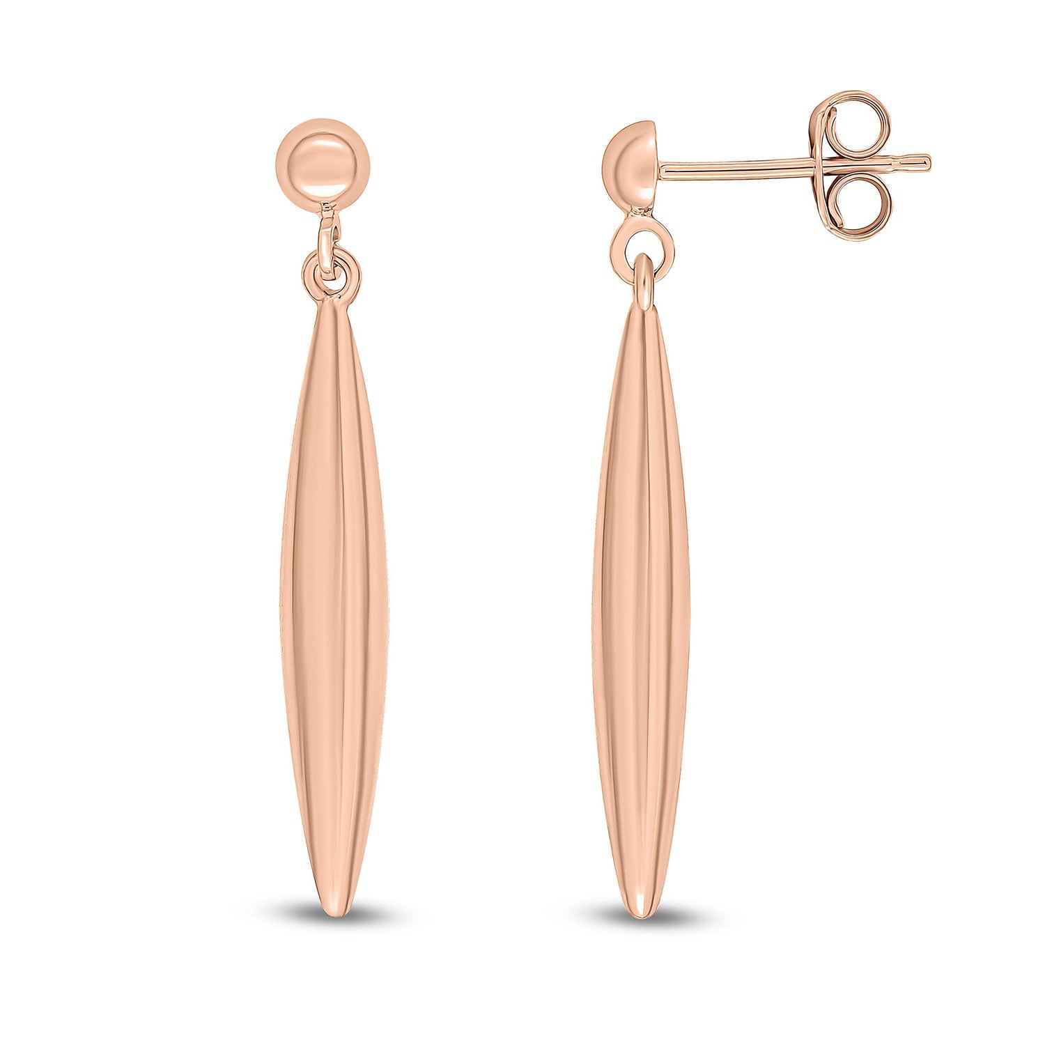 9ct Rose Gold 3D Marquise Drop Earrings