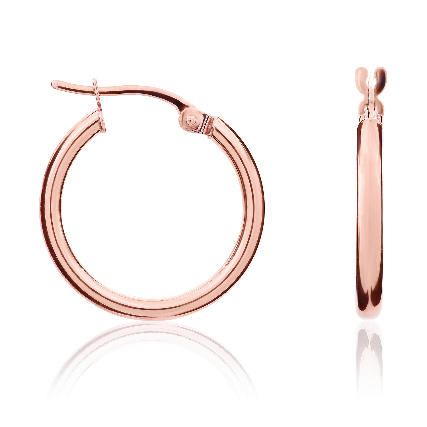 9ct Rose Gold Polished Tube Hoop Earrings – 19x2mm