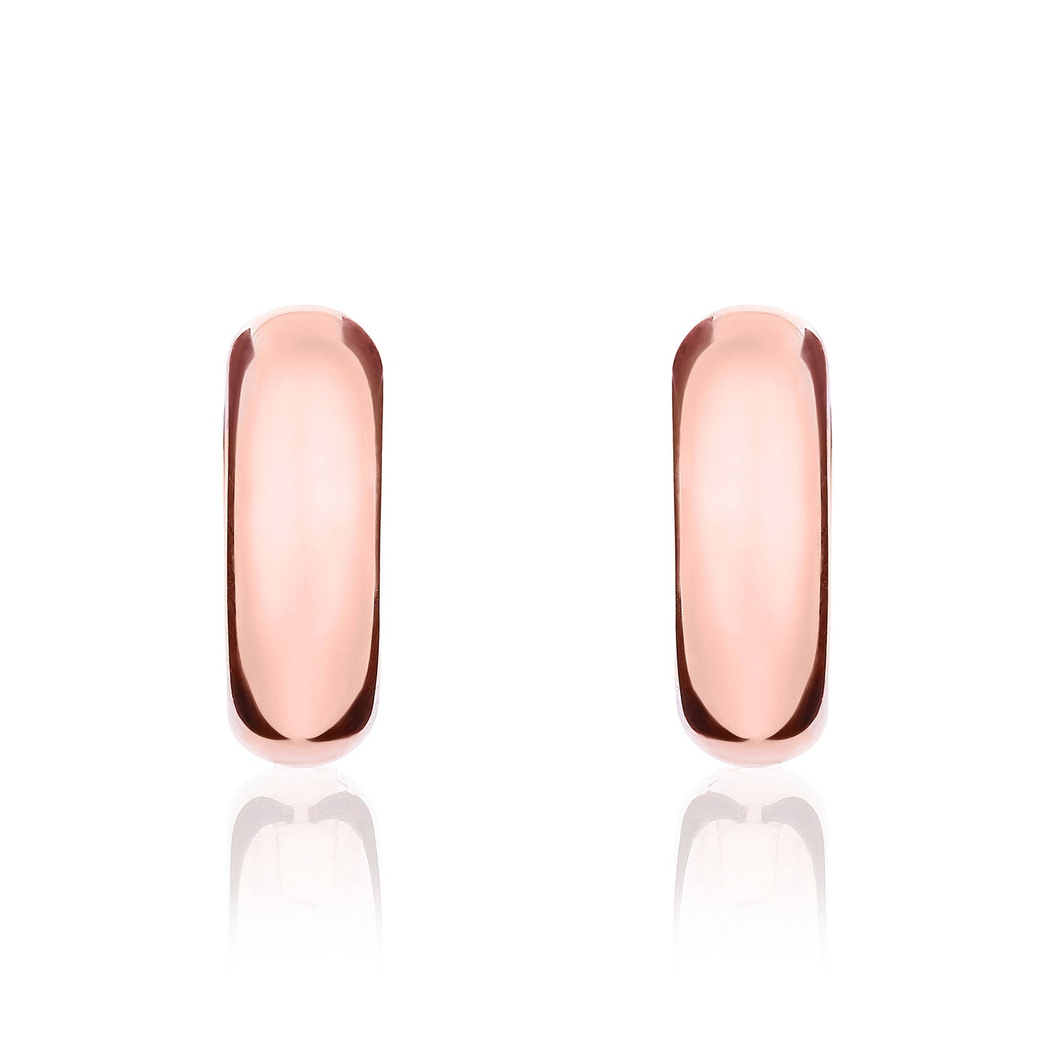 9ct Rose Gold Rounded Huggie Hoop Earrings – 15x5mm