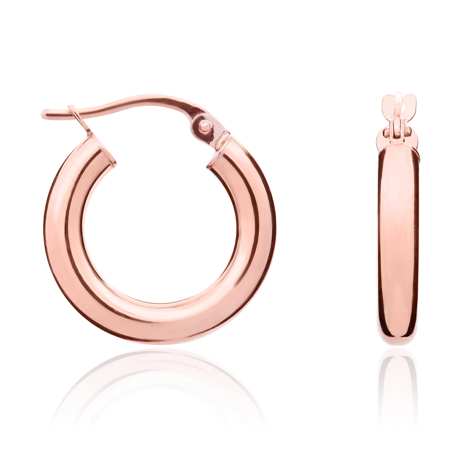 9ct Rose Gold Polished Tube Hoop Earrings — 16x3mm