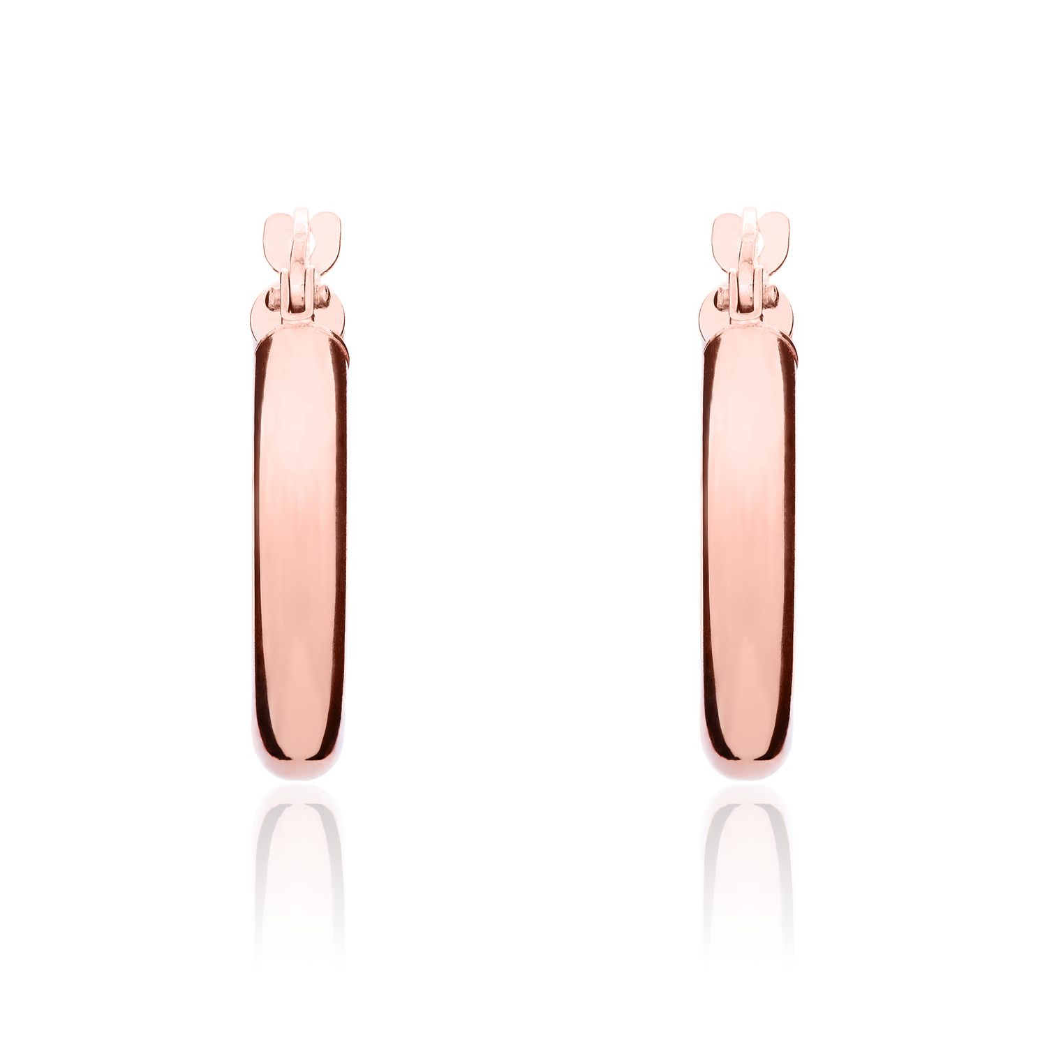 9ct Rose Gold Polished Tube Hoop Earrings — 16x3mm