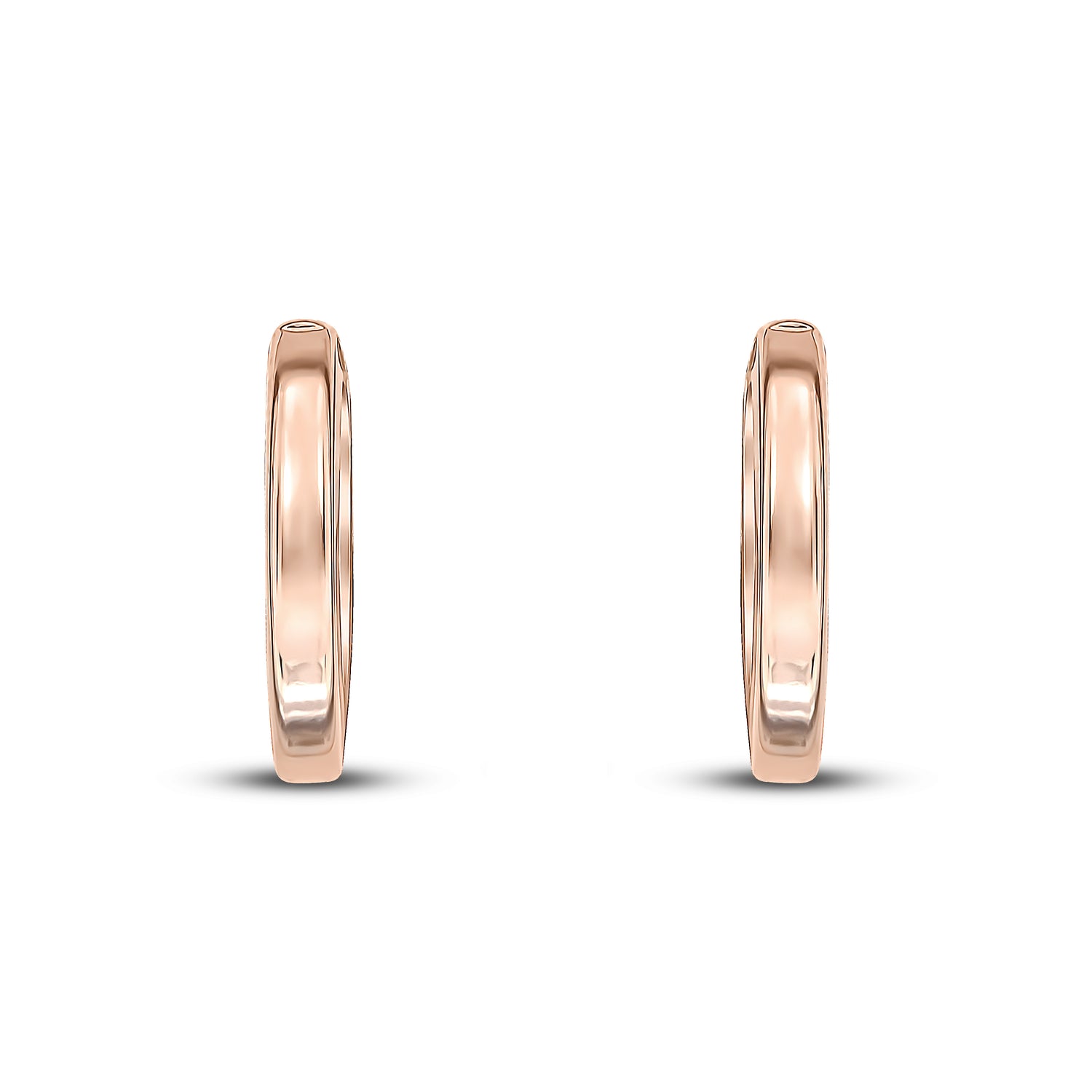 9ct Rose Gold Square Tube Round Hoop Earrings — 14x2mm