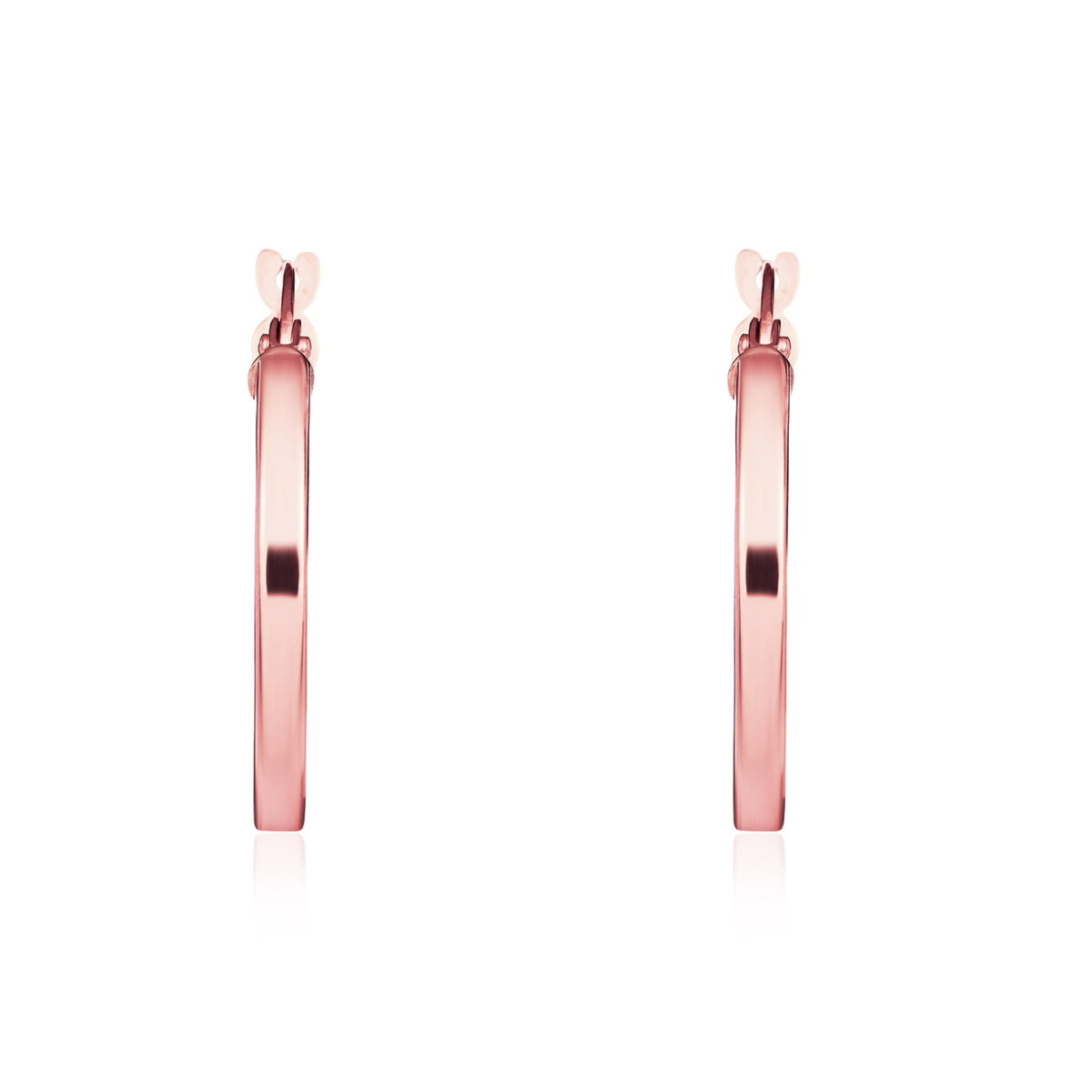 9ct Rose Gold Square Tube Round Hoop Earrings — 19x2mm