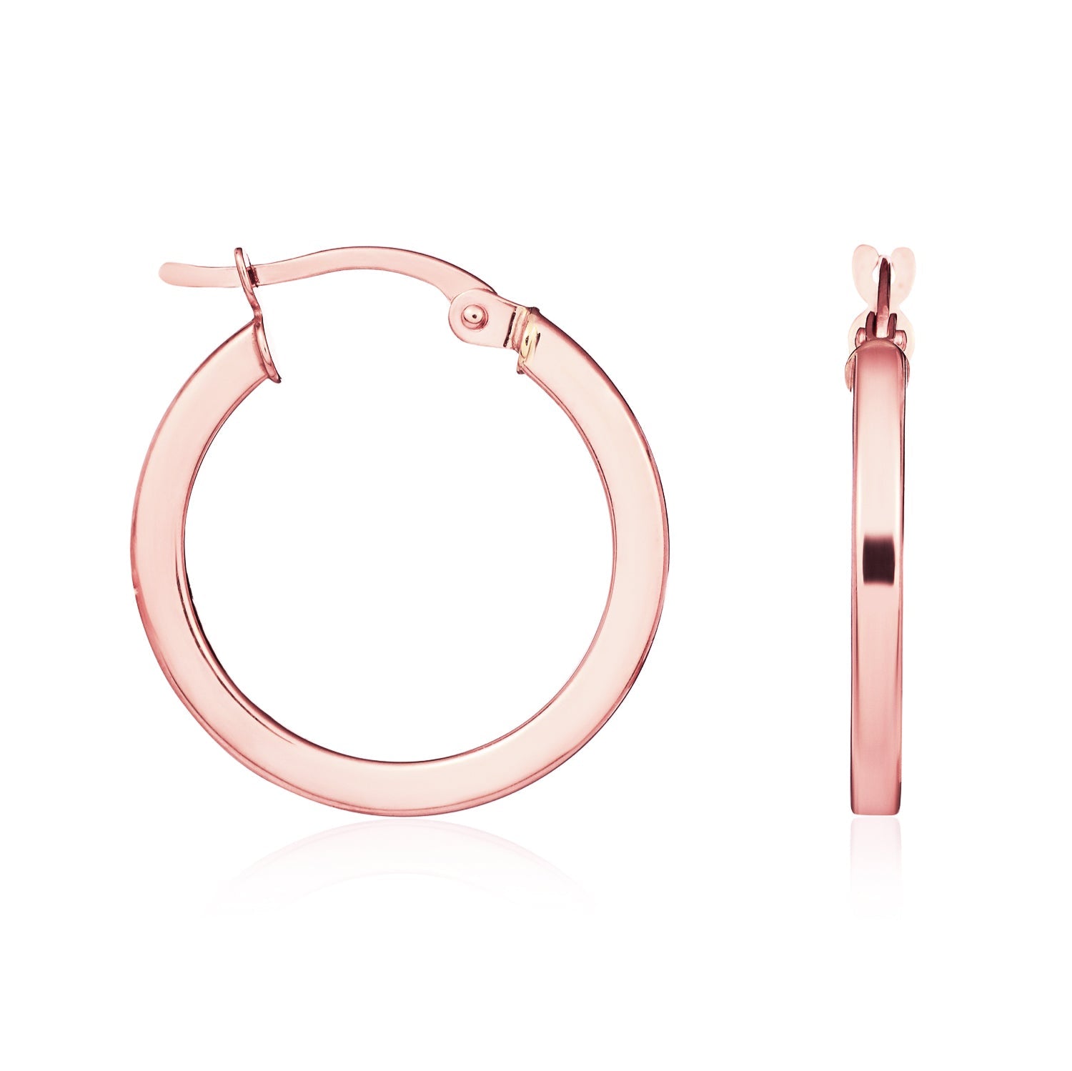 9ct Rose Gold Square Tube Round Hoop Earrings — 19x2mm