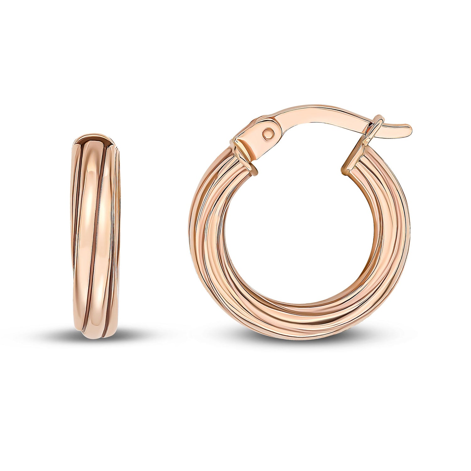 9ct Rose Gold Twist Hoop Earrings --16x3mm