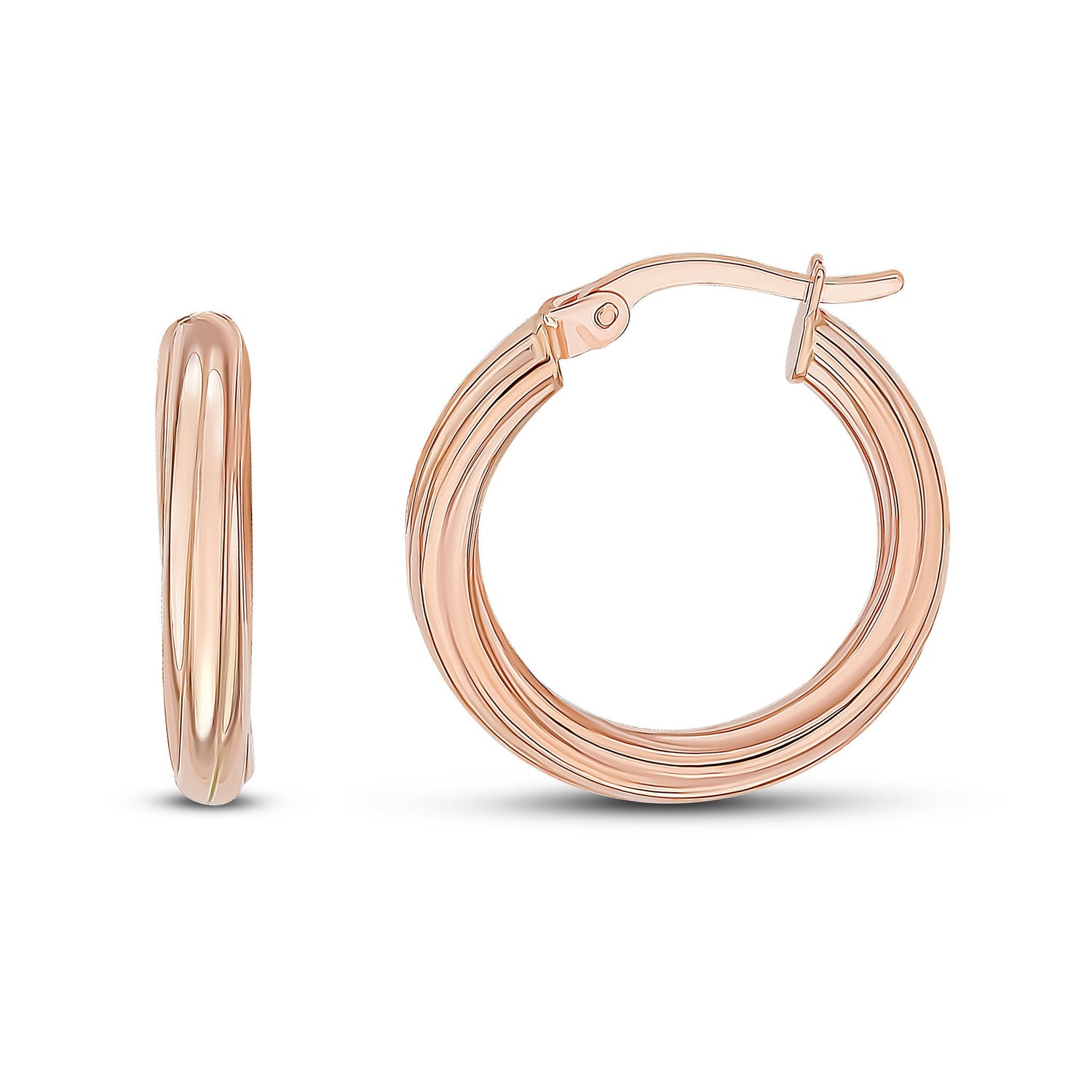 9ct Rose Gold Twist Hoop Earrings -- 21x3mm