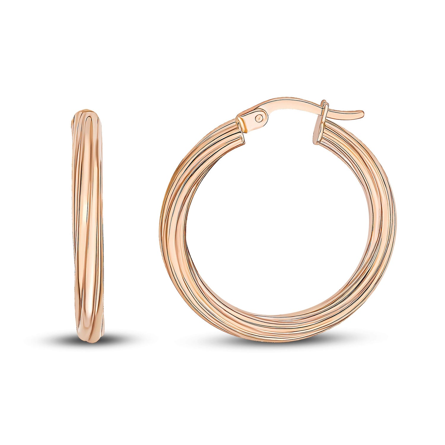 9ct Rose Gold Twist Hoop Earrings -- 26x3mm