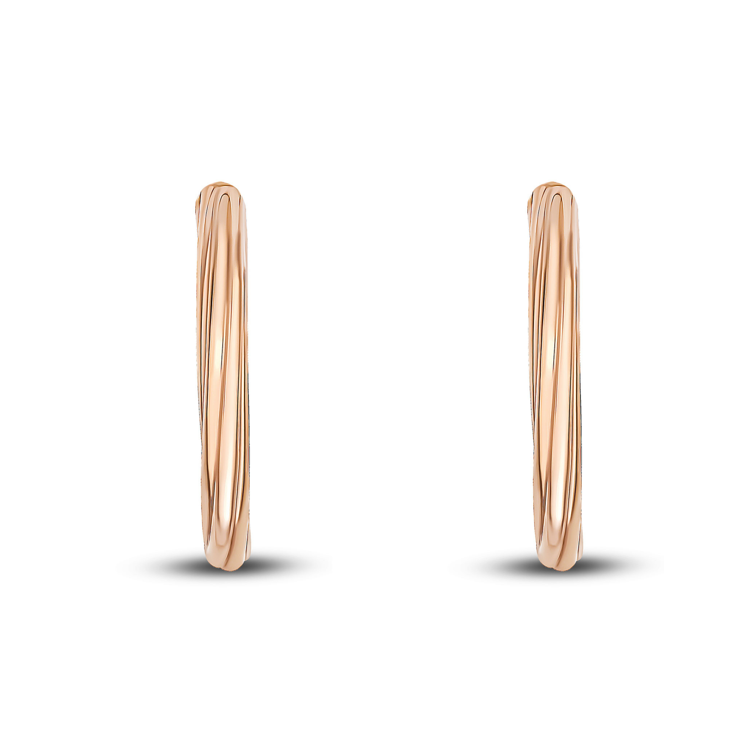 9ct Rose Gold Twist Hoop Earrings — 26x3mm