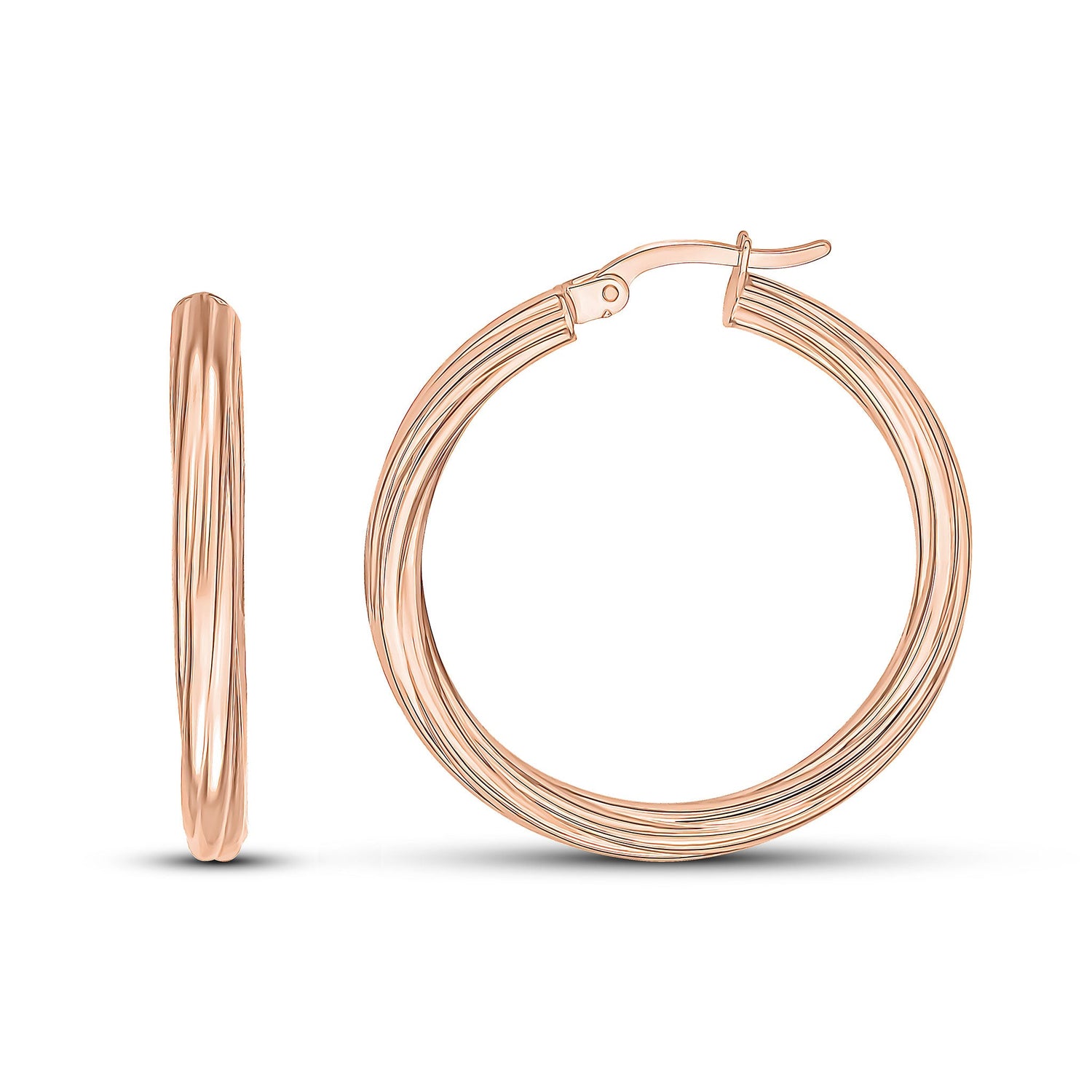 9ct Rose Gold Twist Hoop Earrings 31x3mm