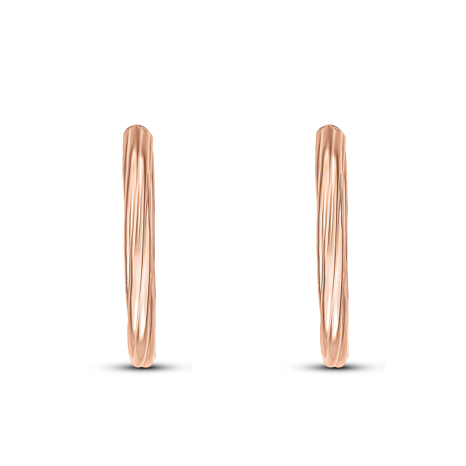 9ct Rose Gold Twist Hoop Earrings — 31x3mm