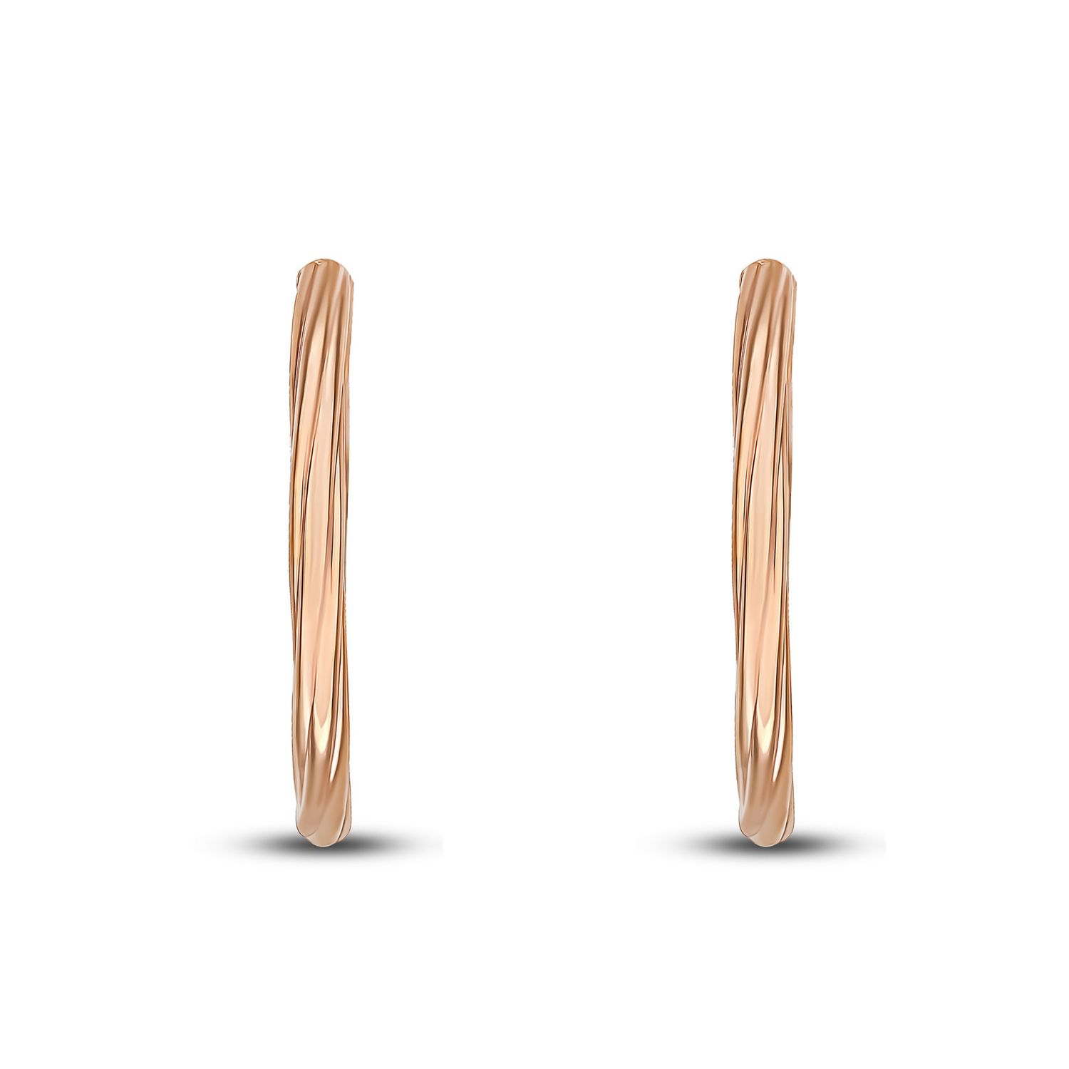 9ct Rose Gold Twist Tube Hoop Earrings — 36x3mm