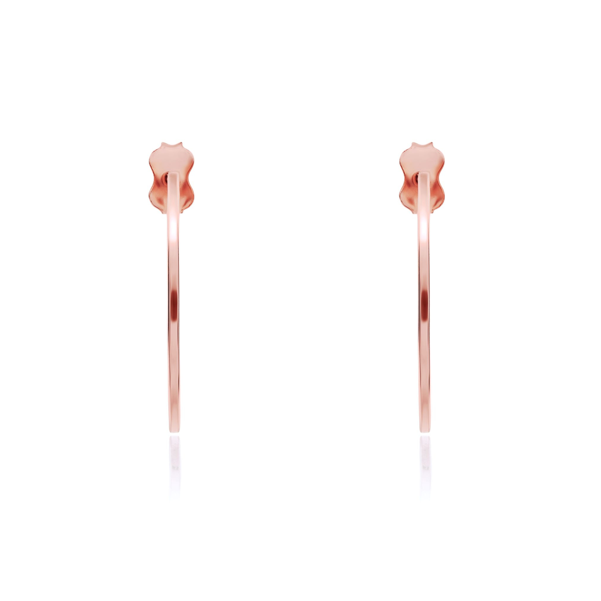 9ct Rose Gold Square Tube Hoop Earrings with Peg and Scroll Fittings — 22x1mm