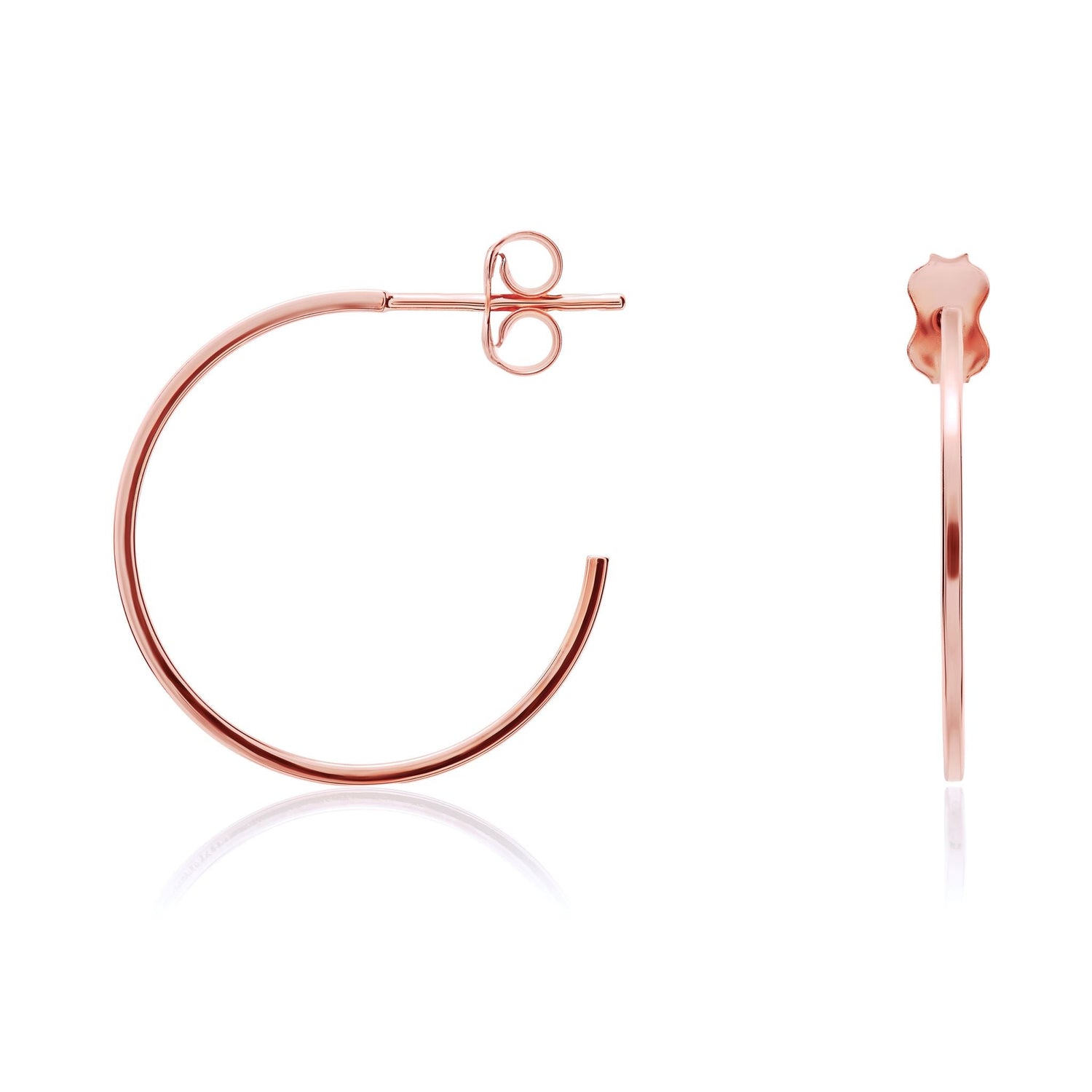9ct Rose Gold Square Tube Hoop Earrings with Peg & Scroll Fittings -- 22x1mm