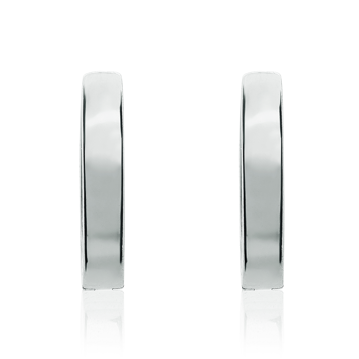 9ct Two Tone White And Yellow Gold Flat Huggie Hoop Earrings