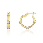 9ct Two Tone White and Yellow Gold Screw Detail Hoop Earrings — 14.5x3mm