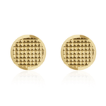 18ct Yellow Gold Engine Turned Flat Disc Stud Earrings — 8mm