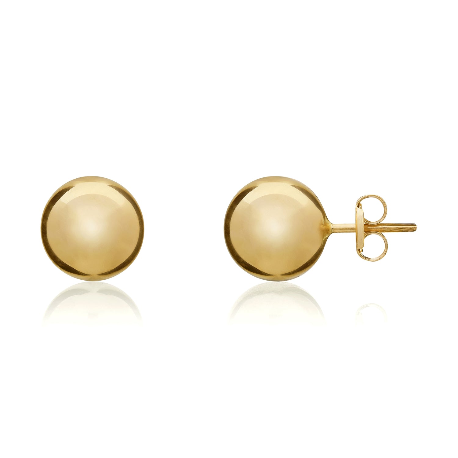 18CT Yellow Gold Polished Ball Stud Earrings 9mm