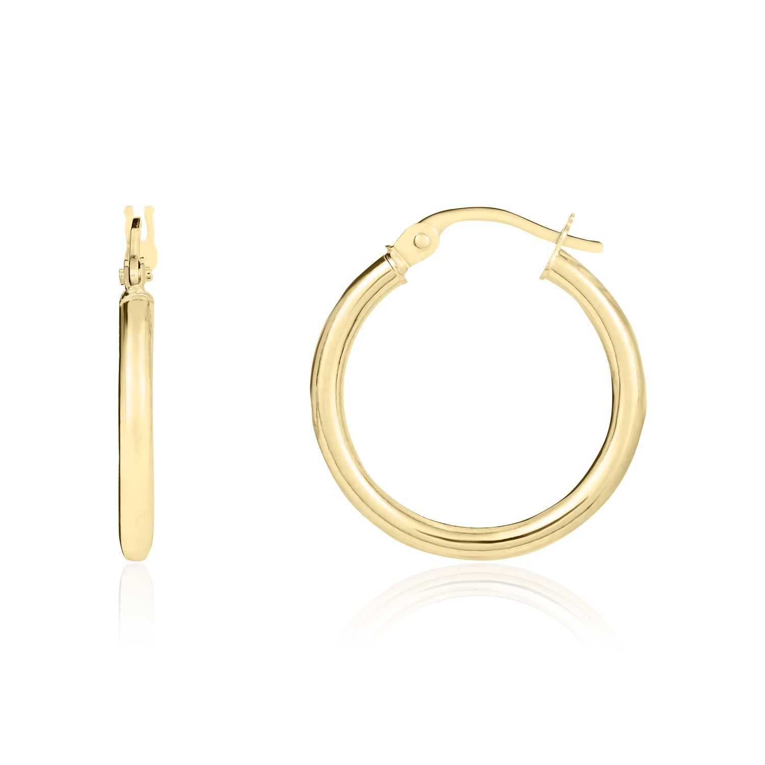 18ct Yellow Gold Polished Round Tube Hoop Earrings — 19x2mm