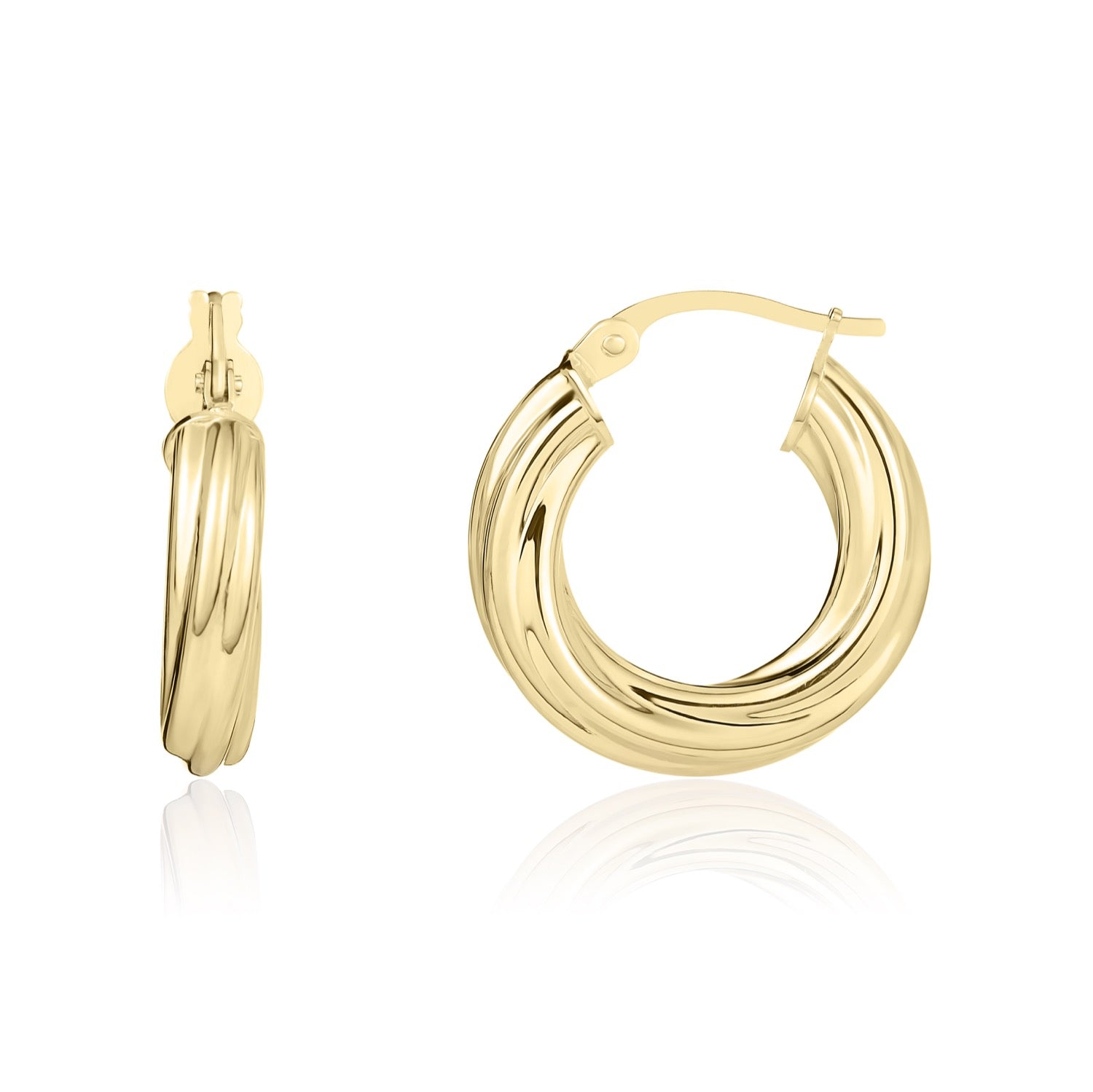 18ct Yellow Gold Twist Hoop Earrings —  16x3mm