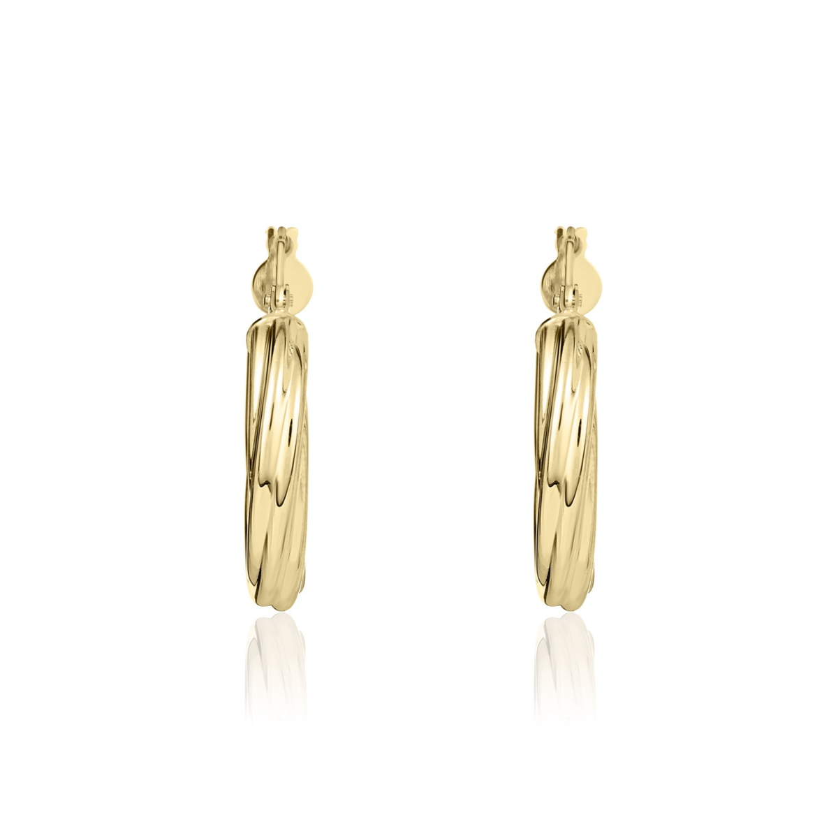 18ct Yellow Gold Twisted Round Hoop Earrings — 21mm
