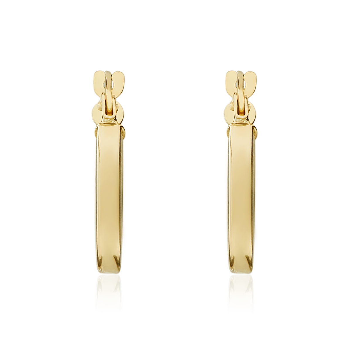 18ct Yellow Gold Square Tube Round Hoop Earrings — 14mm