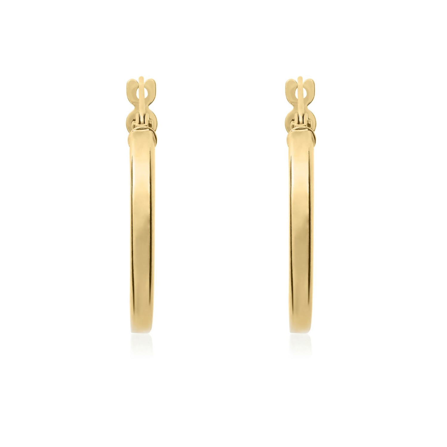 18ct Yellow Gold Square Tube Hoop Earrings — 24x2mm