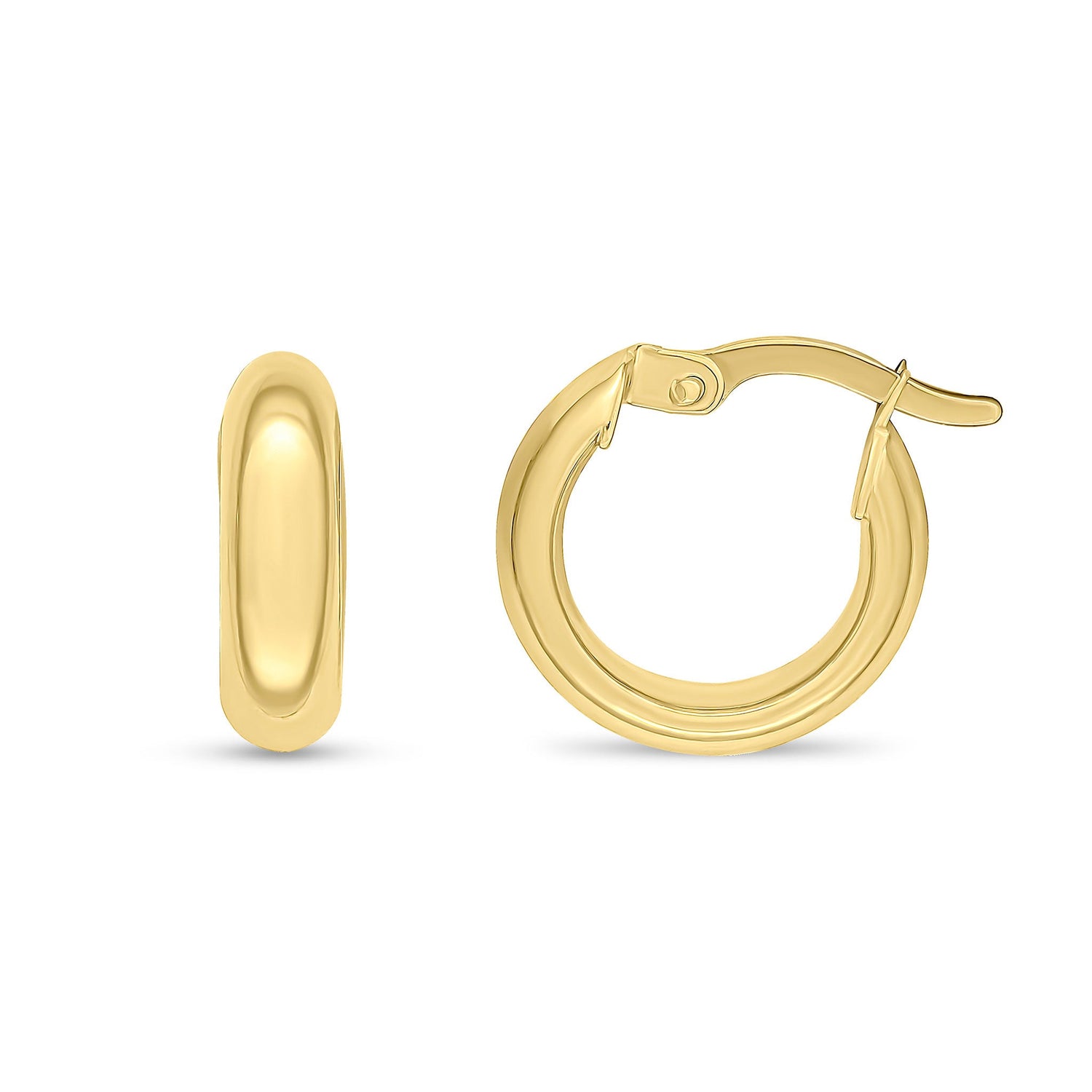 18ct Yellow Gold Polished Wedding Ring Style Hoop Earrings -- 14x4mm