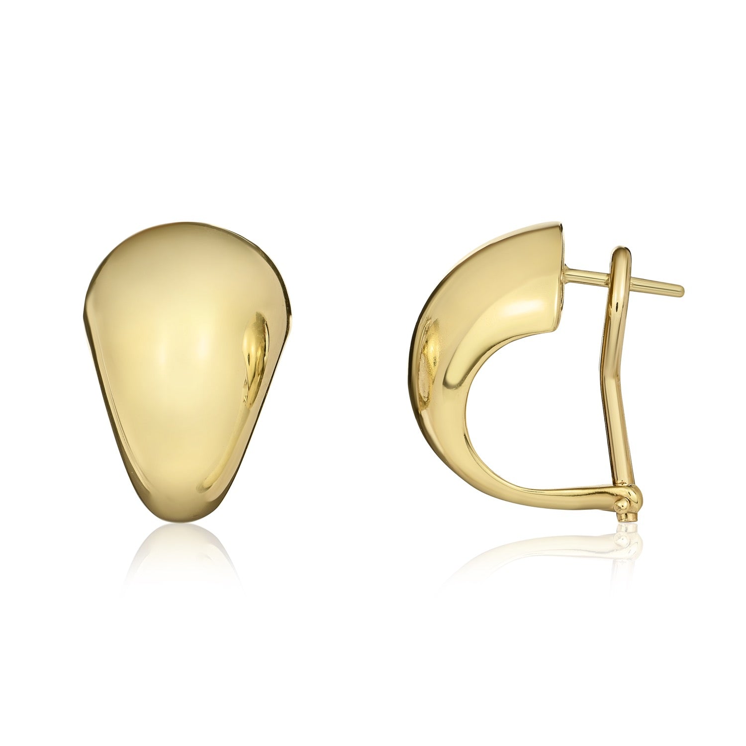 9ct Yellow Gold Polished Tapered Peg and Clip Earrings — 16x11.3mm