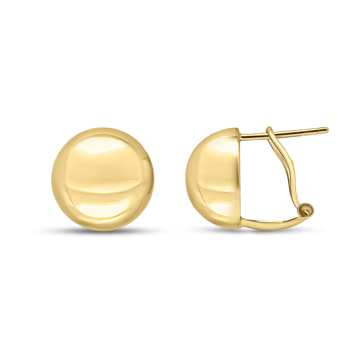 9ct Yellow Gold Polished Dome Peg and Clip Earrings -- 12.5mm