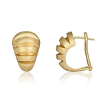 9ct Yellow Gold Polished and Satin Ribbed Peg and Clip Earrings