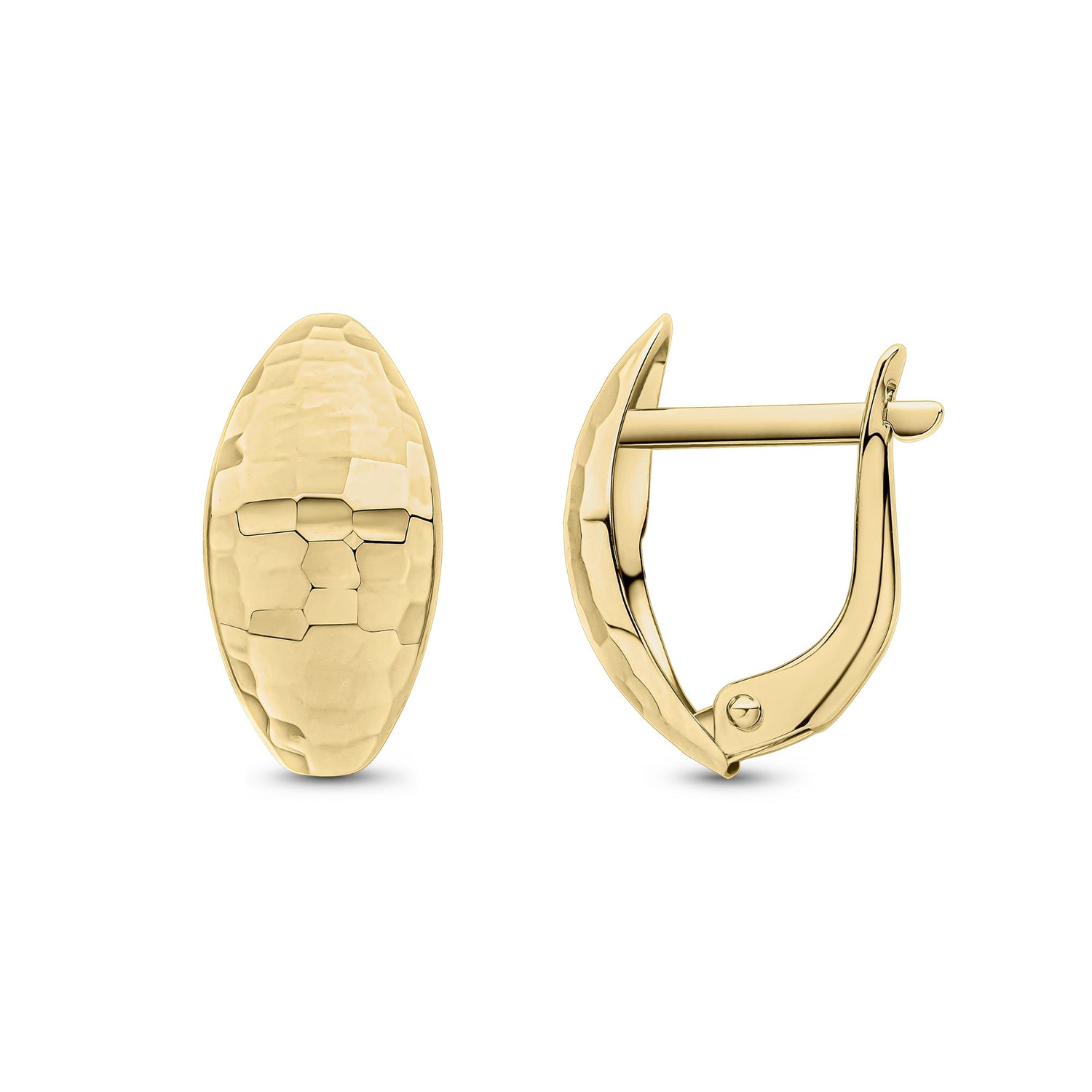 9CT Yellow Gold Faceted Curved Marquise Shaped Peg & Clip Earrings