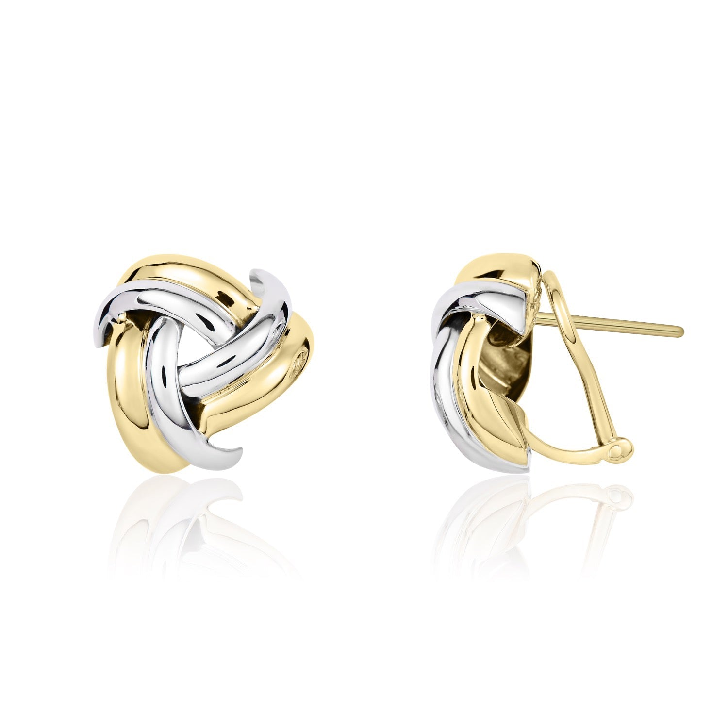 9CT Two Tone Yellow & Gold Polished 2 Row Triangular Peg & Clip Earrings